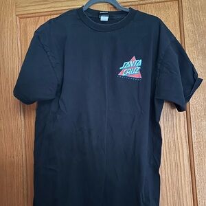Santa Cruz Skateboards Black T-Shirt with Blue and Pink Logo